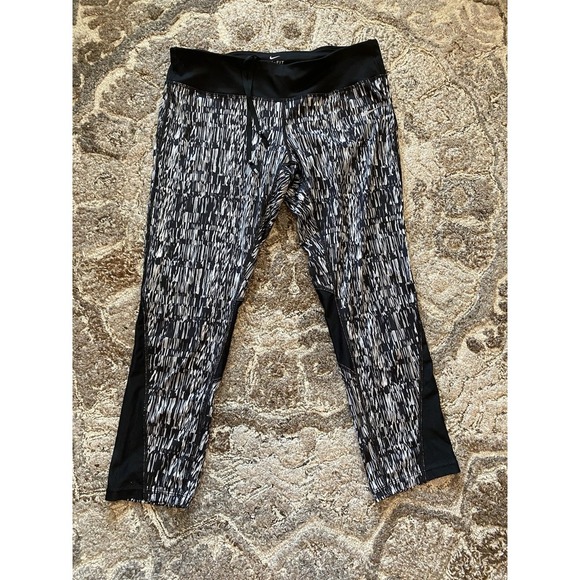 Nike Pants - Nike Dri-Fit Power Racer Crop Running Athletic Leggings Women's Large Black